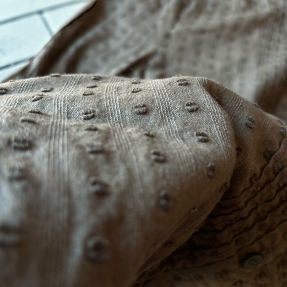 Lucky Brand Olive Green Textured Blouse Size SP Pintuck Button Front Cotton Boho - Picture 6 of 13